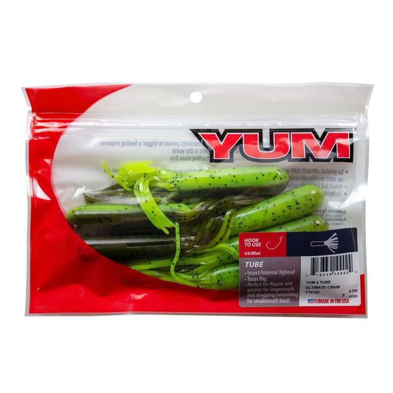 Yum Lures YT4155 Tube Fishing Bait, Ultimate Mate Craw, 4" - Image 2
